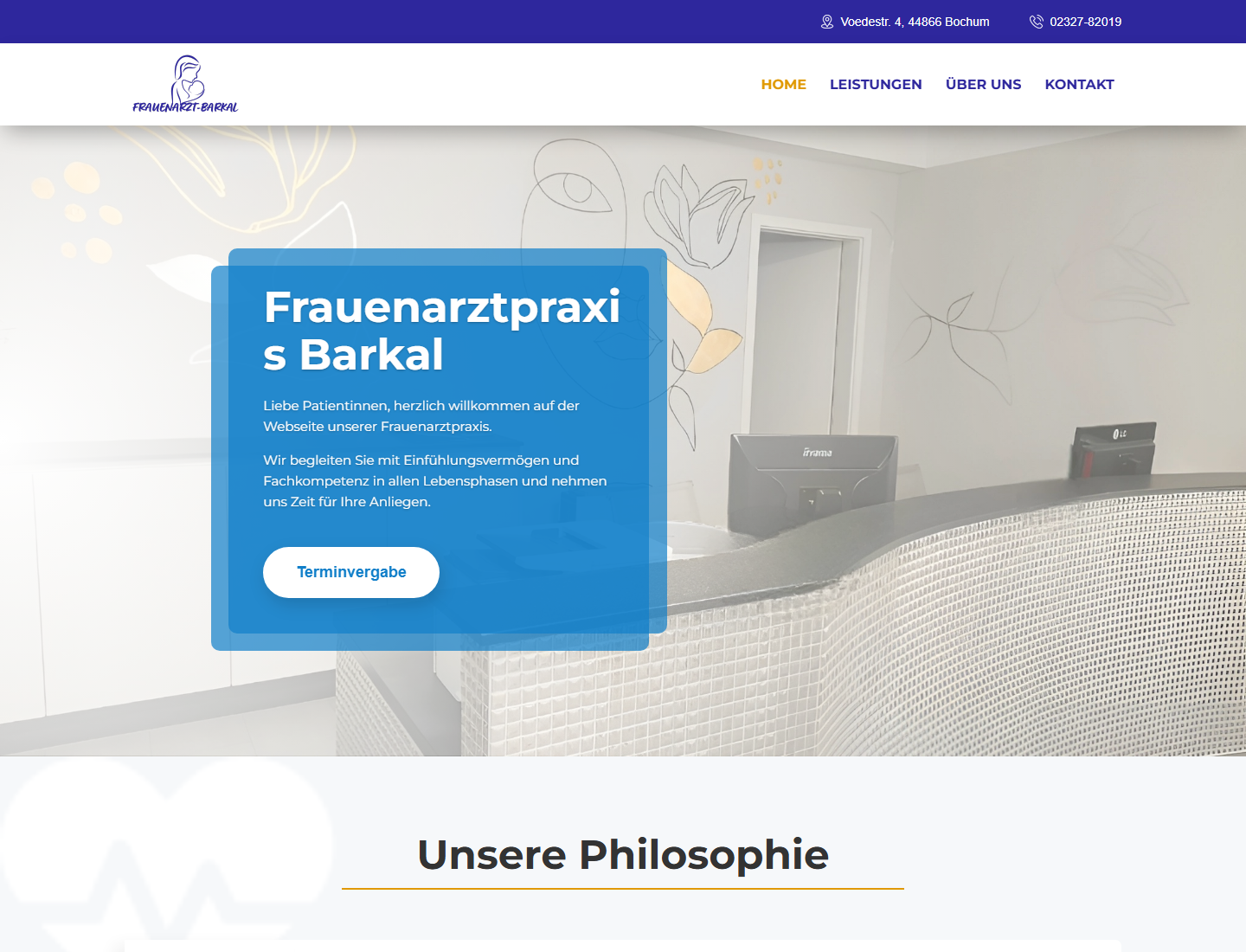 Screenshot der Webseite Frauenarztpraxis Barkal